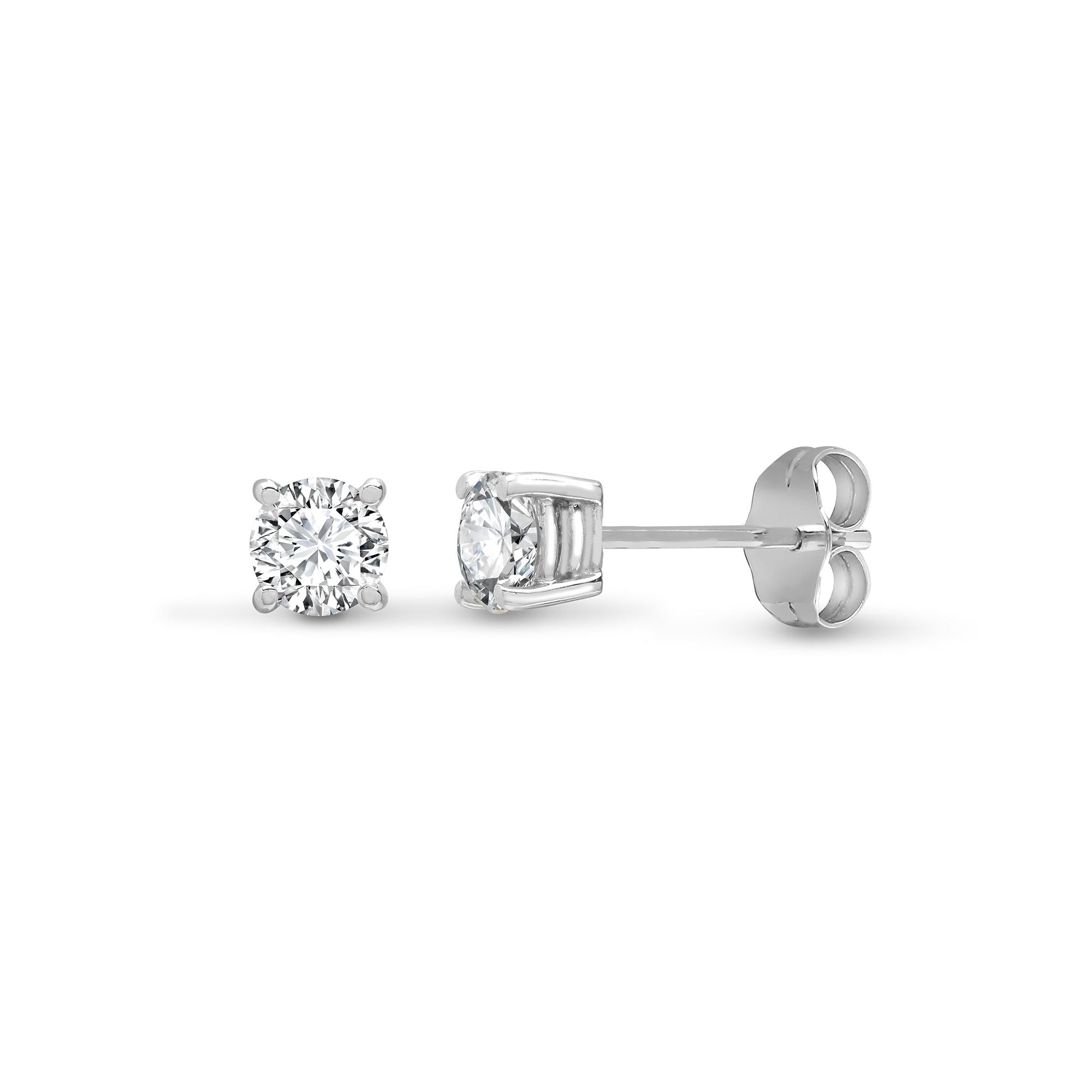 18ct White Gold 50pts Claw set Earrings
